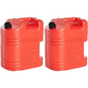 Garvee 5 Gallon Gas Can 2-Pack, Heavy-Duty No-Spill Liquid Containers with Level Gauge and Air Release Valve for Safe Storage and Transport, Utility Storage Pails 15.4x7.1x11 Inch