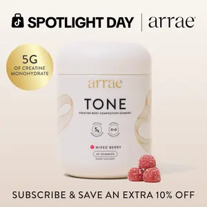 Arrae Mixed Berry Tone | Women’s Creatine Monohydrate Gummies | Gut-Friendly Formula | Mixed Berry Flavor | 15-Day Supply Healthcare Dietary Supplement Edible