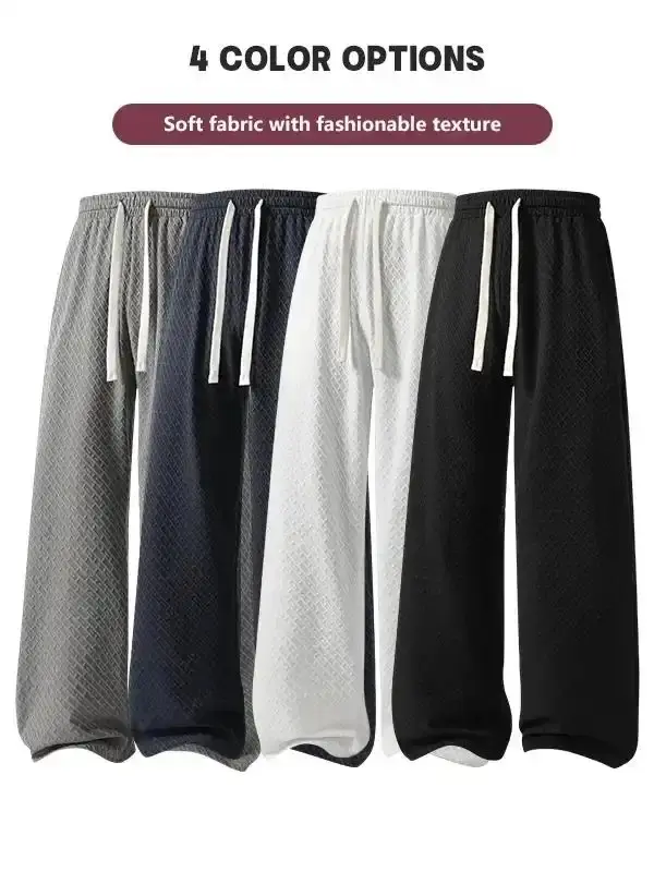 Contemporary Womens Waffle Knit Wide Leg Sweatpants, High Waist Drawstring Baggy Pants, Casual Loose Flowy Trousers for Lounge, Yoga, Shopping, All Season summerwins, tailored comfort, sleek line, flattering drape