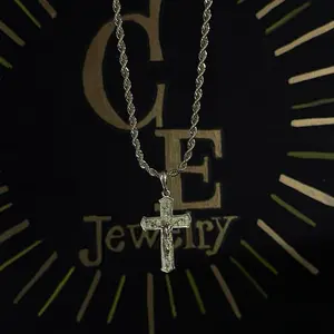 Gold-Tone Rope Chain Necklace with Cross Pendant for Men Women Fashion Jewelry Timeless Accessory for Any Occasion Ideal For Those