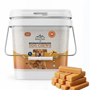 Extra Large- 35 Yak Chews Bucket - MilanTails Premium Gold Yak Cheese Himalayan Dog Chews, Dog Treats for Dogs, All Natural, High Protein, for Aggressive Chewers(Extra Large)