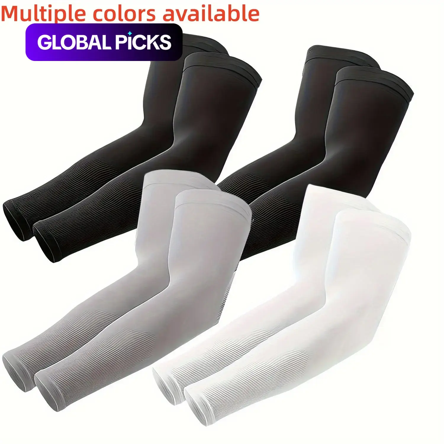 4 Pairs Cooling Compression Arm Sleeves, Cooling Protective Sleeves, Cooling Arm Covers, Breathable UV Sun Protection Sleeves in Elastic Quick-Dry Ice Silk Fabric for Men and Women, Ideal for Outdoor Activities and Sports #GLOBAL PICKS