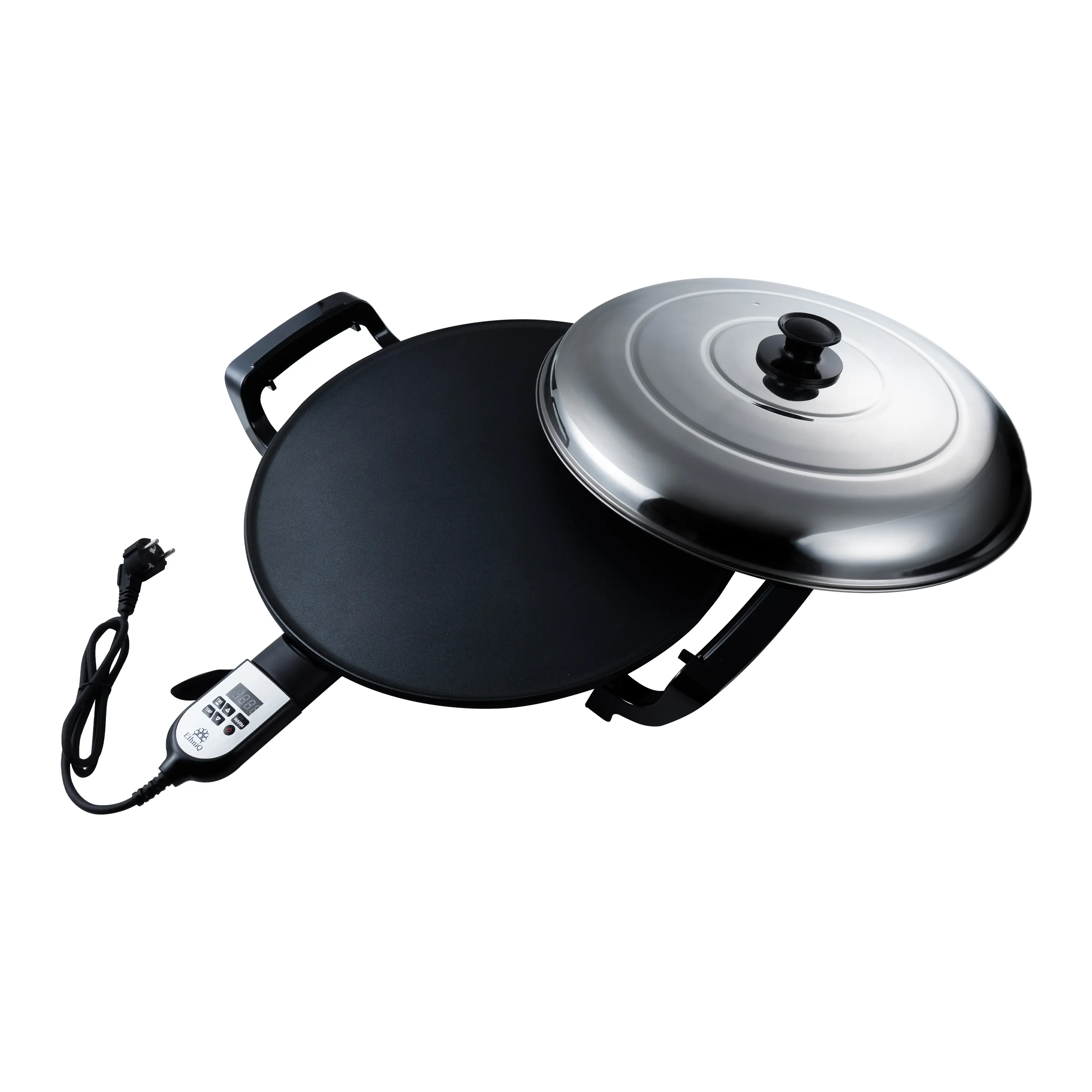 ETHNIQ 18.5 in Teflon-Coated Compact Electric Griddle - Digital Control, Adjustable Heat Control, Heat Monitor, Even Cooking, Nonstick Surface, Easy to Clean, Ideal for Beginners, Ethiopian Injera, Nonstick Crepe Pan