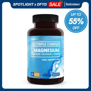 BioEmblem Multi-Ingredient Mineral Dietary Supplement - 300mg Elemental Magnesium - 3-in-1 Citrate, Malate, Glycinate - NSF Certified for Sport - Fitness, Metabolism, Muscle & Nerve Relaxation Support - 60 Capsules