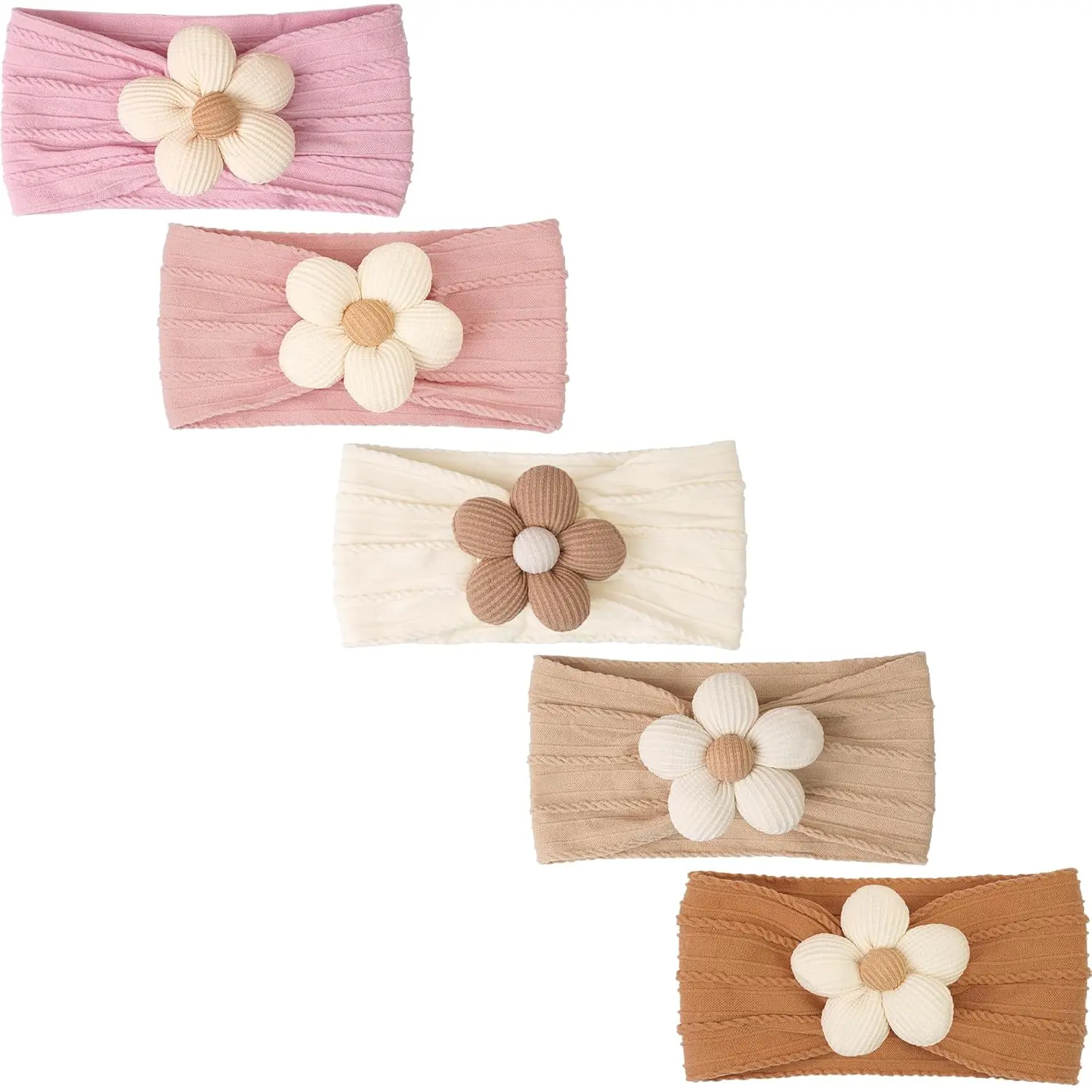 Halloween Fall Gift 5 Pcs Baby Flower Headbands Baby Girls Nylon Headbands Soft Hairbands Hair Accessories for Newborn Infant Toddler Kids