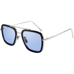 FEISEDY Retro 70s Pilot Sunglasses Tony Sunglasses Trendy Women Square Sun Glasses B2510