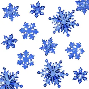 40 count Navy Blue Christmas Snowflake Ornaments  Christmas Tree Decorations  Snowflakes Translucent Winter  Ornaments for Xmas Tree DIY Crafts