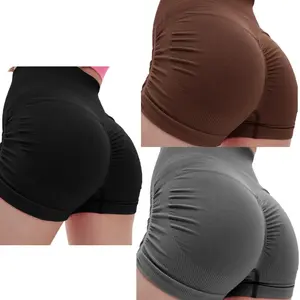 Women's 3-Piece High Waist Yoga Shorts - with Ruched Edges, More Comfortable and Stylish High Waist Shorts for Exercise, Sports and Fitness - Machine Washable, Quick Dry, Breathable Nylon Fabric