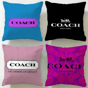 fashion brand Coach Cushion Cover INS Style Decor Pillow Exquisite Print Short Plush Living Room Bedroom Sofa Decor Elevate Home Texture Soft Comfortable Skin-Friendly Washable No Pilling Durable