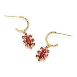 Kendra Scott Emma Crystal Framed Huggie Earrings - Red Mix
