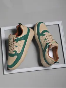 Men's Fashionable Lace Up Sporty Low Top Sneakers, Casual Comfortable Sports Shoes for Daily Wear, Breathable Lightweight Trainer for All Seasons, Lightweight Comfy Breathable