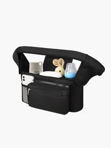 (NEW) MomMed Universal Stroller Organizer, with Insulated Cup Holder Detachable Phone Bag & Shoulder Strap, Stroler Bag Caddy Organizer Accessories Fits for Uppababy, Baby Jogger, Britax Strollers