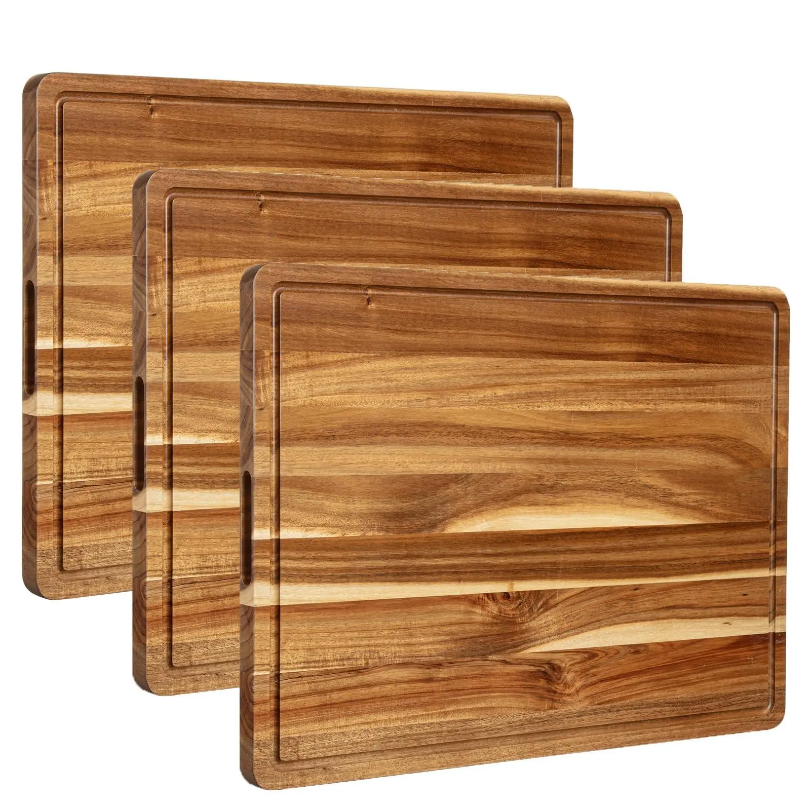 24x18 Inch Acacia Wood Cutting Board, 1.2-Inch Thick Chopping Board with Deep Juice Grooves, Knife-Friendly Non-Porous Cutting Board for Kitchen Meal Prep & Dining