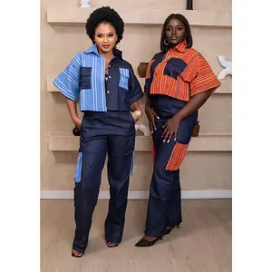Denim Aṣọ-Òkè Fusion Set