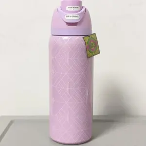 Owala 32oz Wicked Movie Insulated Bottle, Glinda Inspired Pearlescent Pink with Geometric Patterns, FreeSip Leakproof Straw Lid, BPA-Free Limited Edition Tumbler for Fans Drinkware Flasks Mug Bottled Portable Pure Copper Water Bag Christmas Vacuum duck ti