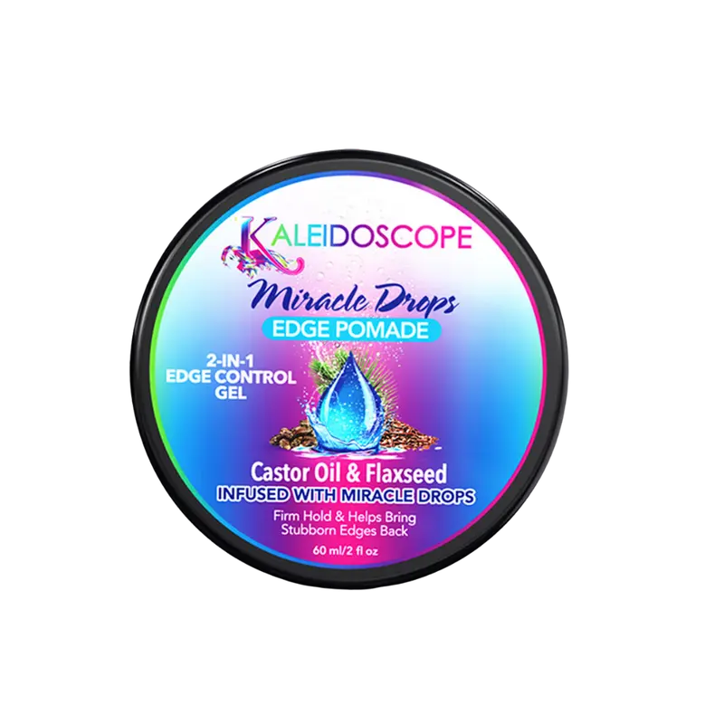 Kaleidoscope Miracle Drops Edge Based Pomade - Kaleidoscope Hair Products 2-in-1 Styling Gel, 2 fl oz Unisex Adults Formula, Strong Hold, No Curl Reversion, Restores Stubborn Hairline Edges, Fights Frizz, Slick Back Hairstyles Support, Single Item
