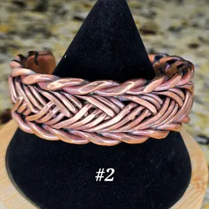 #2 Pure Copper 6 3/8" x 1" Hand-Woven Cuff Bracelet – Handmade Artisan Jewelry – Unisex – Gift Ready