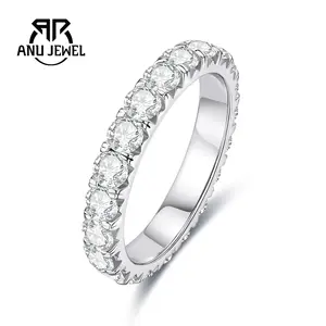 AnuJewel 2.2CT Moissanite Eternity Wedding Band Ring D Color VVS1 925 Sterling Silver Ring Eternity Band Engagement Ring 3mm Valentine's Day gift For Women With Certificate