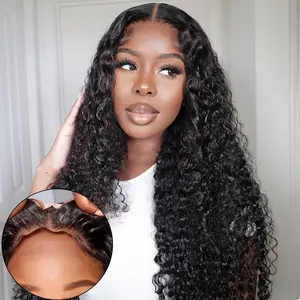 Bling Hair Easy To Wear Deep Wave 5x5 Lace Closure Wig with Pre Plucked Hairline Pre Cut Curly 6x4 Glueless Wigs Human Hair For Women