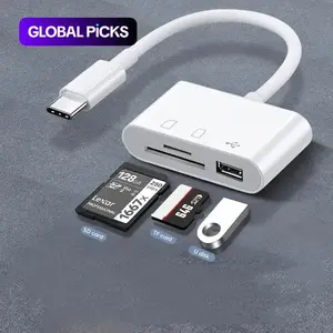 3-in-1 USB/TF/SD Card Reader, Multifunctional OTG Memory Card Reader, Plug & Play High-Speed USB-C Hub & Type-C Adapter for Home & Office