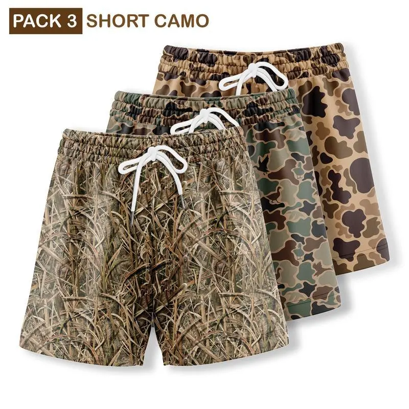 (New)Pack 3  Duck Hunting Camo Shorts With 5 Inch Inseam, for Men & Women At the Gym, Basketball Camo Mesh Short, Gift for him, Gift For Her, Gym Gift