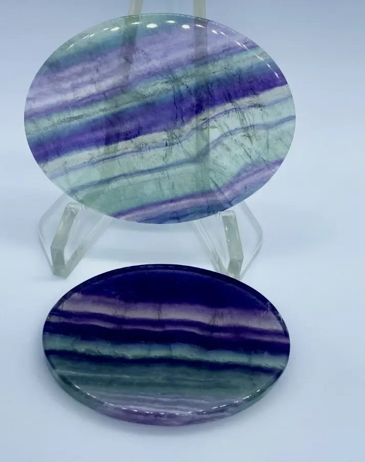 Rainbow Fluorite Polished Disk 3 Inch Width Ethically Sourced for Intuition & Balance