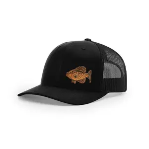 Crappie Fishing Hat Laser Engraved Leather Patch Richardson 112 Snapback Trucker Baseball Cap