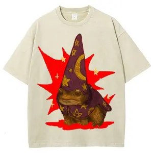 Wizard Frog Unisex Vintage Tee - Unisex Vintage Tee, Vintage Coloful Tee - Oversized Shirt - Natural & Animal Planet Unisex Streetwear
