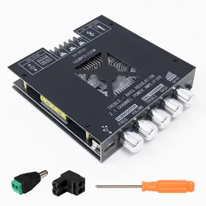 2.1 Channel Mini Bluetooth Amplifier Board,160W×2+220W High Power Stereo Subwoofer Amp with TDA7498E Hi-Fi Chip and Dual Expansion Ports, BT USB AUX Input DC 15-36V for DIY Home Speakers