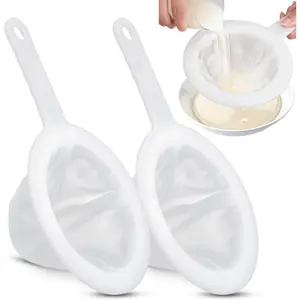 2 count Ultra-Fine Nylon Mesh Strainers 120/200 Mesh Kitchen  Yogurt Mesh Sieve, Plasitc Colander with Handle, Sieve Filter for   Juice Coffee Milk Liquids