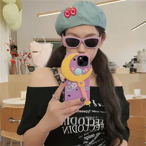 Fun cartoon girl magic wand phone case for iPhone 12 13 14 15 16 pro max