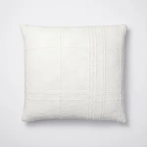 Euro Texture Tonal Plaid Decorative Throw Pillow Off White - Threshold designed with Studio McGee