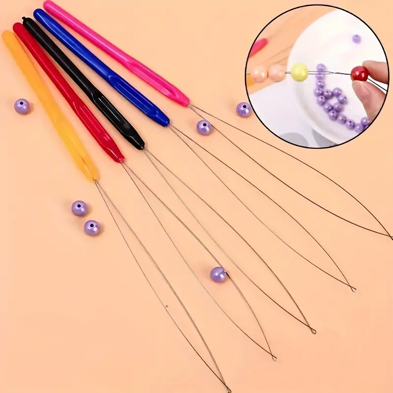5-Piece Set - Stainless Steel Beading Needle Kit - Long, Curved & Rust-Resistant for Effortless Jewelry Making - Perfect DIY Bead Wire Tool for Seamless Craft Projects