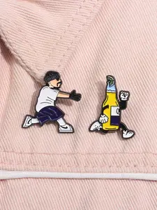 Cartoon Soda Bottle Design Brooch, Cute Enamel Pin for Women & Men, Fashion Brooch for Party, Daily Clothing Decor, Trendy All-match & Exquisite Brooch for Birthday Gift, Fashion Accessory Clip, Men Accessories