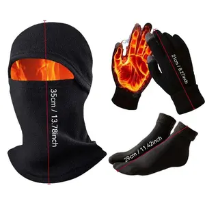 Touchscreen Gloves & Fleece Socks 3-Piece Set - Windproof Balaclava with Ear Protection for Winter Outdoor