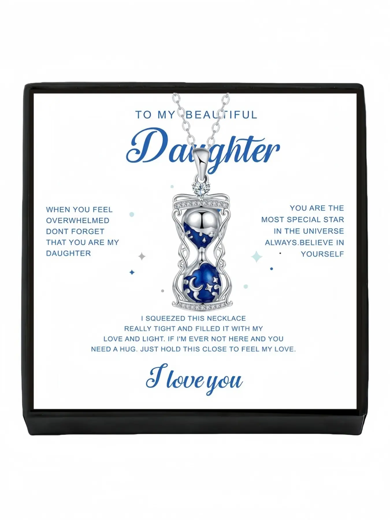 Starry Night Hourglass · Lucky Necklace Stylish hourglass pendant, luxury niche fade‑resistant choker.Comes with a greeting card for daughter.Ideal birthday and mysterious festival gift for your daughter.