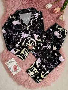Pajama Retro Katseye Vintage Set - Katseye Beautiful Chaos, Gnarly & Soft is Strong Kpop Pajama Design - Gabriela Hoodie Style Sleepwear