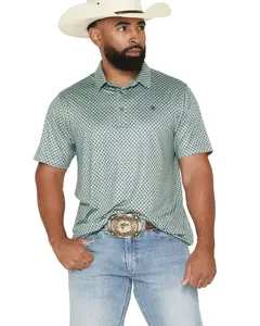 Ariat Men's Men'S Fitted Micro Geo Print Short Sleeve Polo - 10073585