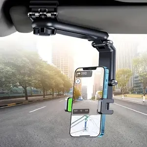 Joytutus Sun Visor Car Phone Holder with Long Adjustable Arm 360° Rotatable Anti-Scratch Clip Secure Clamp for Car Steering Wheel Multi-Angle Viewing