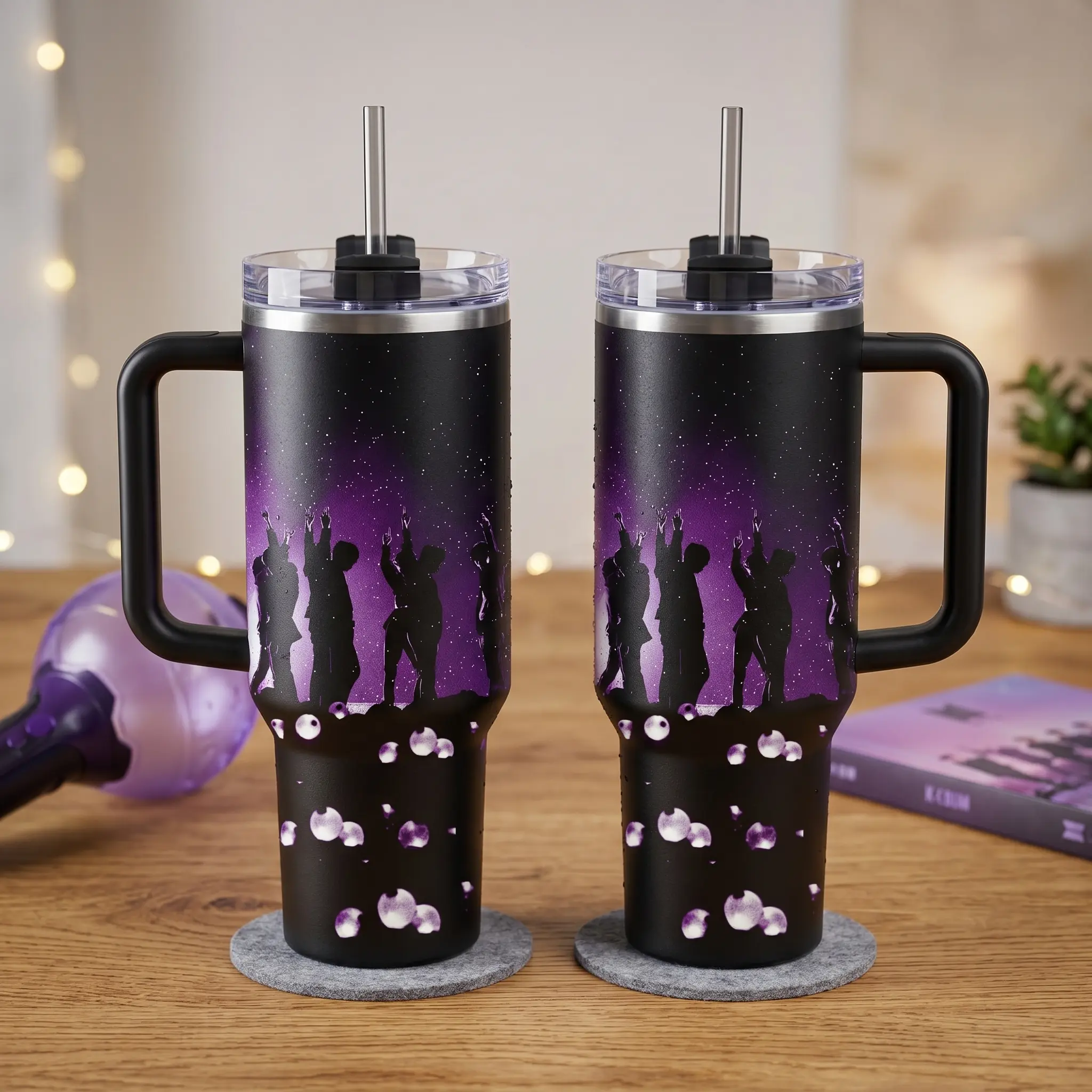 Kpop Inspired 40oz 20oz Tumbler Cup – Boy Band Fan Gift, Insulated Travel Mug with Straw Lid, Aesthetic Idol Design