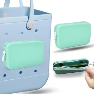 Silicone Wallet for Beach Bag Phone Holder,Soft Insert Wallet Charms for Beach Bags Accessories,Attachment for Beach Bags Insert Organizer