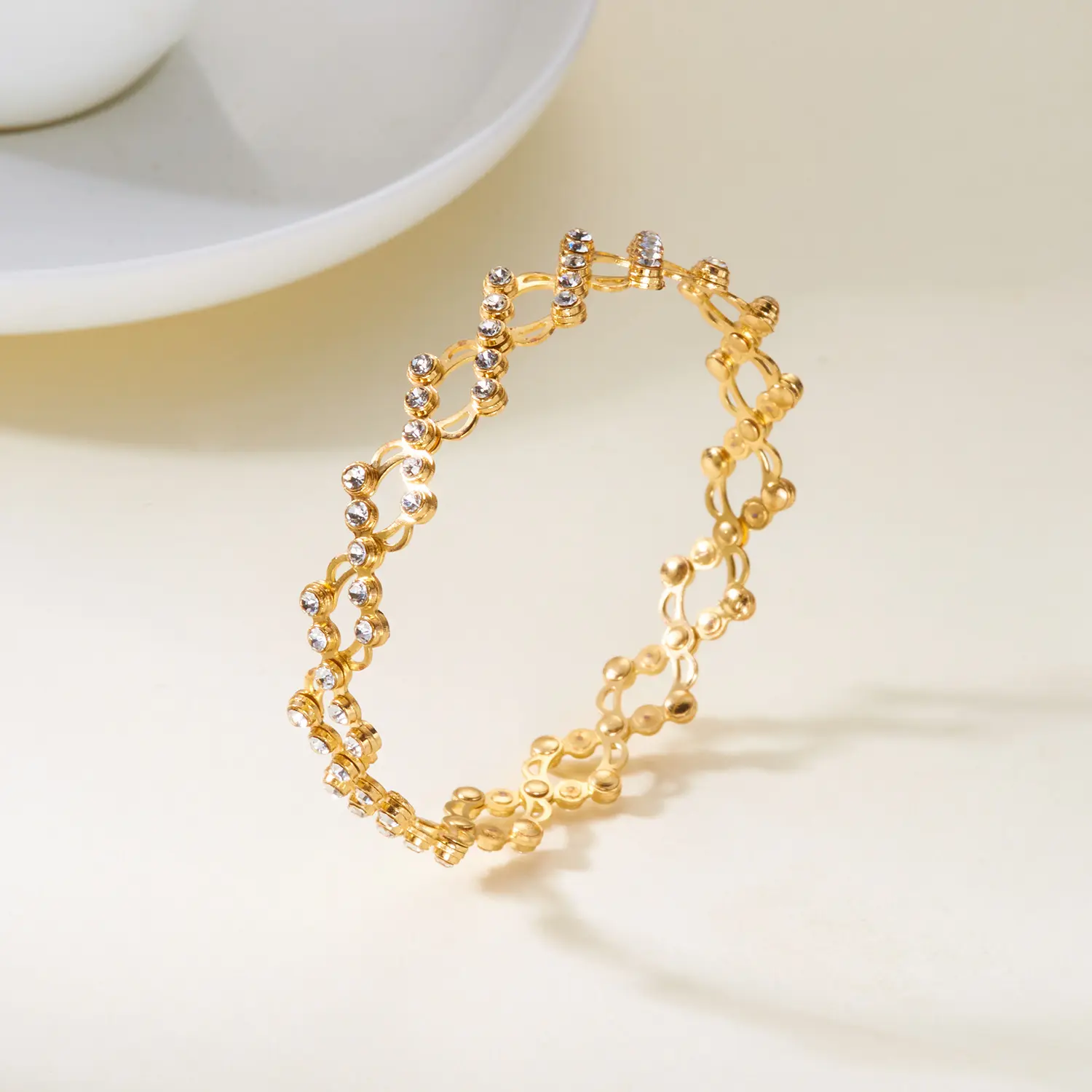 Bangle Ring Jewelry Set New Five-Row Zicone Telescopic Ring, Two-Way Wear Creative Magic Telescopic Ring, Transformable Bracelet