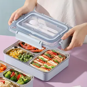 Stainless Steel Double-Layer Box Adult Lunch Box for Men Women Bento Lunch Box for Kids Boys Girls School Lunch 1200ml Food-Grade BPA-Free Leak-Proof Microwave Dishwasher Safe Tableware Container Lid Silicone lunch box kids