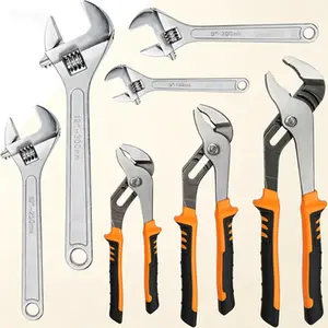 7-Piece Slip Joint Pliers Set with Adjustable Wrench, Tongue and Groove Plier Kit for Home Repair, Forged Steel Anti-Slip Comfort Grip Handle, Reusable Multi-Tool Combination for DIY