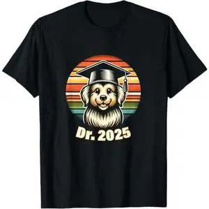 Dr. 2025 PhD Graduate Doctor with Dog for Doctorate Degree T-Shirt