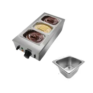 Garvee Commercial Food Warmer,  3 Tanks Chocolate Tempering Machine with Lid, Stainless Steel Electric Chocolate Melting Pot for  Cheese Chocolate,1200 W