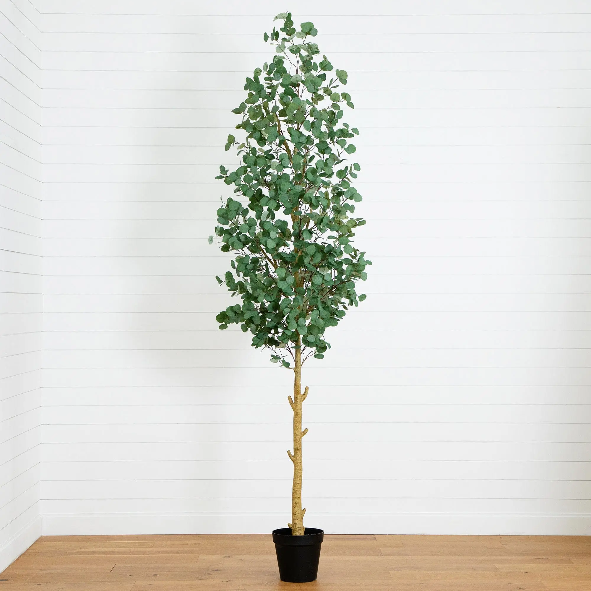 10' Adjustable Synthetic Eucalyptus Tree - Decorative Fake Greenery with Fresh Green Leaves, Elegant Rejuvenating Touch for Home Room, Bathroom Accent Decor