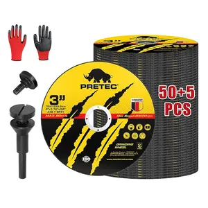 55PCS 3" Die Grinder Cut Off Wheels with 1/4" Mandrel Kit, 3/8" Arbor Metal & Stainless Steel Cutting Discs for Rotary Tools, Drill Attachment