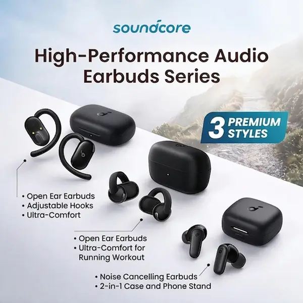 Soundcore by Anker Earbuds (3 Models) | Select: P30i ANC Earbuds / V20i Open Ear / C50i Clip-On Open Ear, Anker Bundle