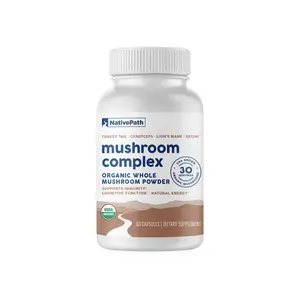 NativePath Mushroom Complex 1375mg - Organic Lions Mane, Turkey Tail, Cordyceps & Reishi - 4 Mushroom Supplement for Immune Support, Brain Focus & Energy - Beta-Glucans, Vegan, Non-GMO - 60 Capsules
